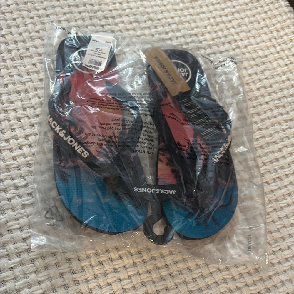 Jack & Jones Blue and Black Flip Flops